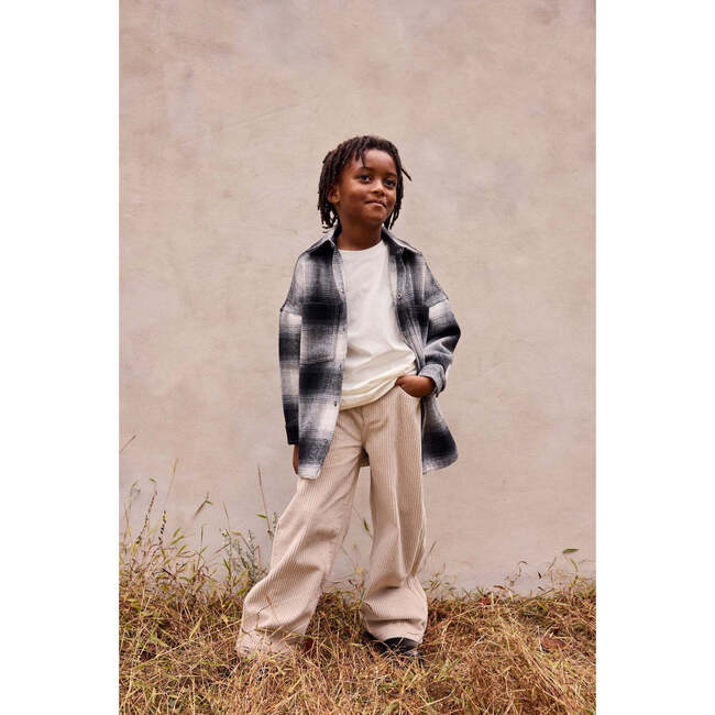 Organic Cotton Corduroy Wide Leg Pant, Beige - Pants - 2