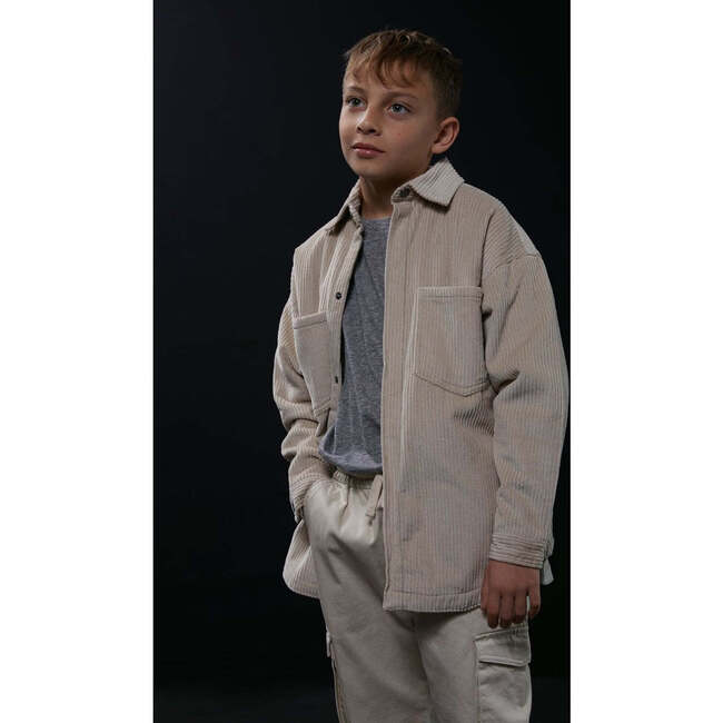 Organic Cotton Corduroy Shirt, Beige - Button Downs - 2