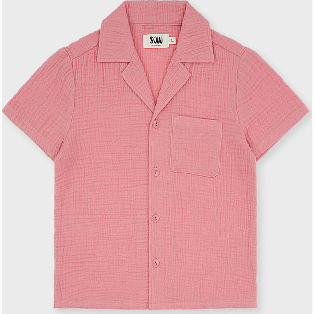 Organic Cotton Camp Collar Waffle Shirt, Mauve Glow