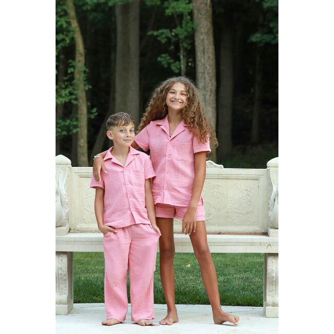 Organic Cotton Camp Collar Waffle Shirt, Mauve Glow - Polo Shirts - 2
