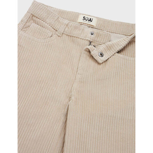 Organic Cotton Corduroy Wide Leg Pant, Beige - Pants - 6
