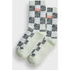 One-Pack Crew Socks, Off White/Black Animal Checker - Socks - 1 - thumbnail