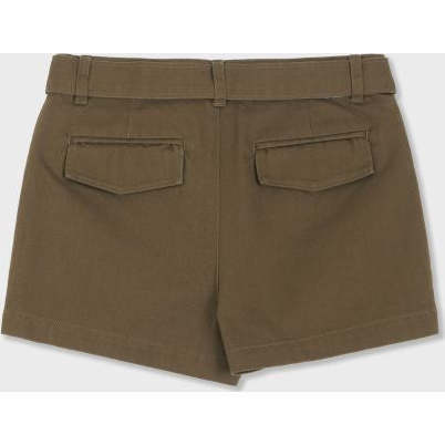 Organic Cotton Cargo Front Short With Belt, Military Olive - Shorts - 5