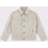 Faux Suede Trucker Jacket, Beige - Jackets - 1 - thumbnail