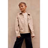 Faux Suede Trucker Jacket, Beige - Jackets - 2