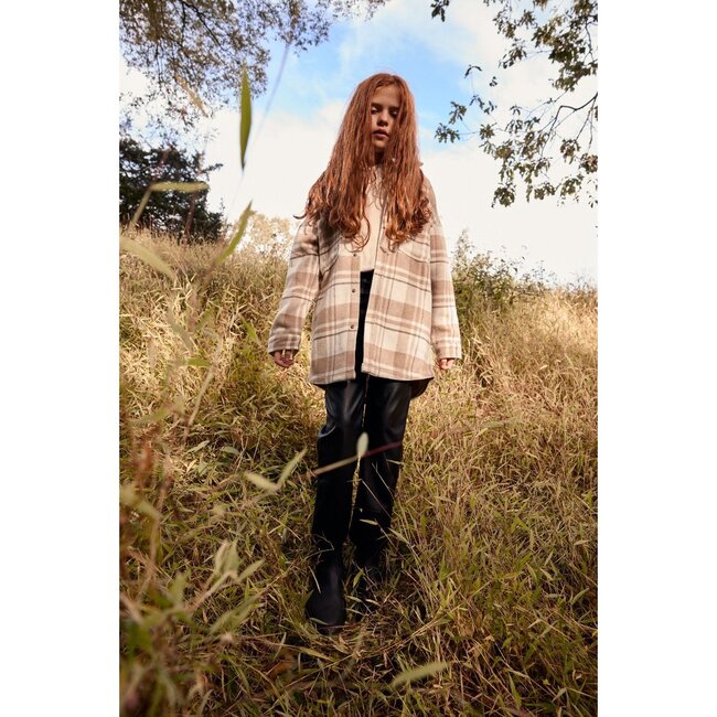 Elongated Oversized Plaid Shirt Jacket, Camel Plaid - Button Downs - 2