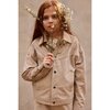 Faux Suede Trucker Jacket, Beige - Jackets - 3