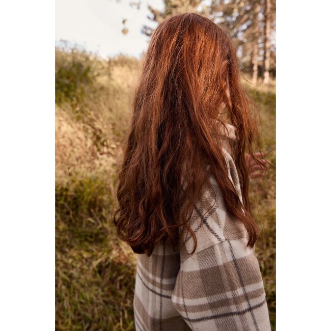 Elongated Oversized Plaid Shirt Jacket, Camel Plaid - Button Downs - 3