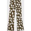 Organic Cotton Blend Flare Ribbed Pant, Olive with Flower Print - Pants - 5