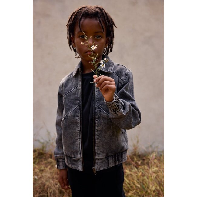 Denim Starburst Jacket, Grey Acid Denim - Jackets - 2