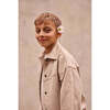 Faux Suede Trucker Jacket, Beige - Jackets - 5