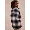 Elongated Oversized Plaid Shirt Jacket, Black Shadow Plaid - Button Downs - 3