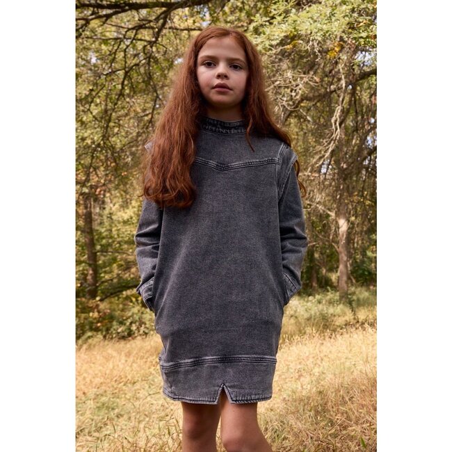 Denim Dress, Grey Acid Denim - Dresses - 2