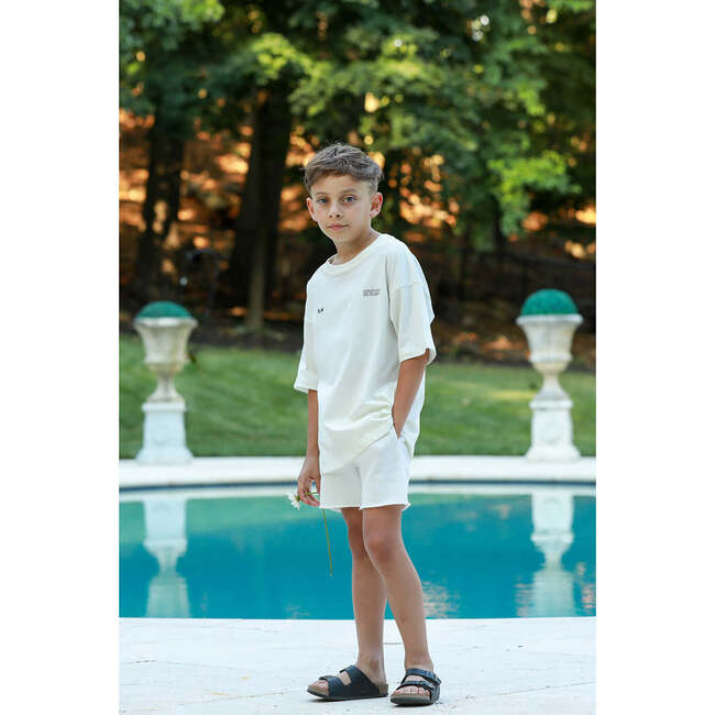 Cotton Sweat Short With Raw Hem, Off White - Shorts - 2