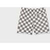 Cotton Sweat Short With Raw Hem,  Off White with Black Animal Checker - Shorts - 2