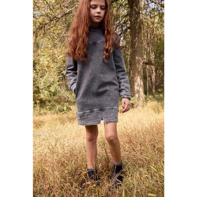 Denim Dress, Grey Acid Denim - Dresses - 4
