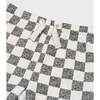 Cotton Sweat Short With Raw Hem,  Off White with Black Animal Checker - Shorts - 4
