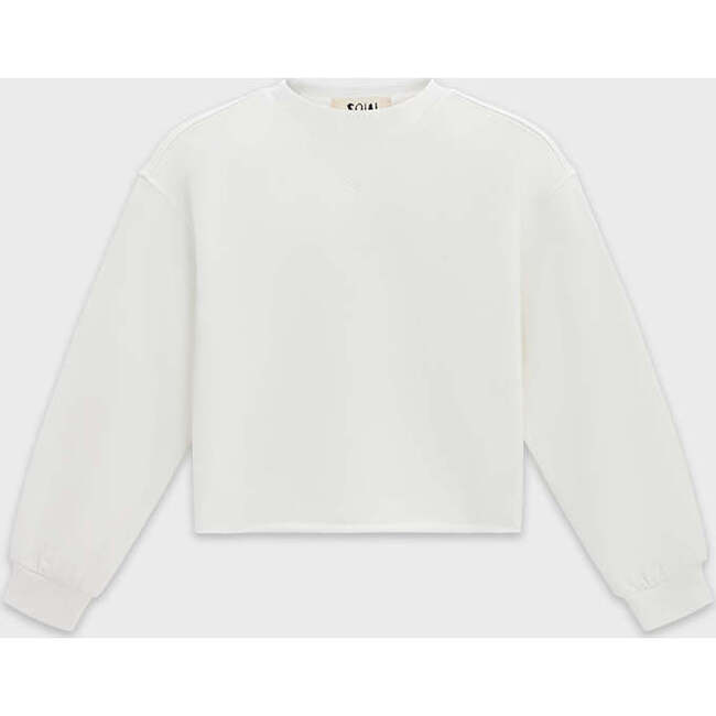 Cotton Mock Neck Cropped Sweatshirt, Off White