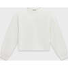Cotton Mock Neck Cropped Sweatshirt, Off White - Sweatshirts - 1 - thumbnail