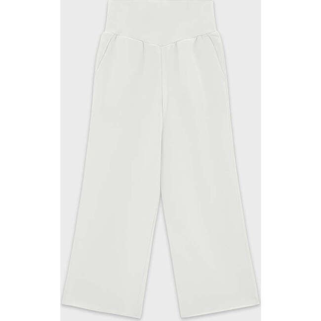 Cotton High Waisted Wide Leg Sweatpant, Off White