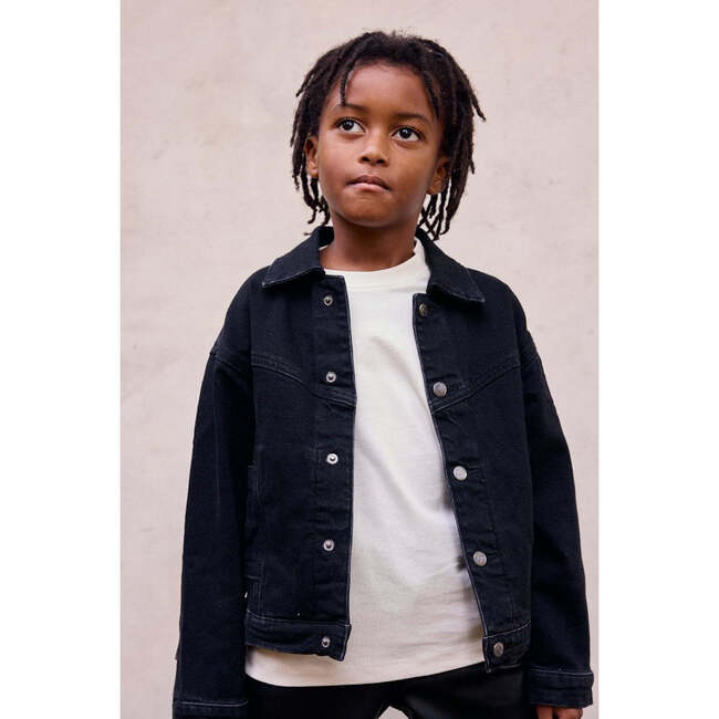 Denim Jacket (Modern Trucker Style), Black - Jackets - 5