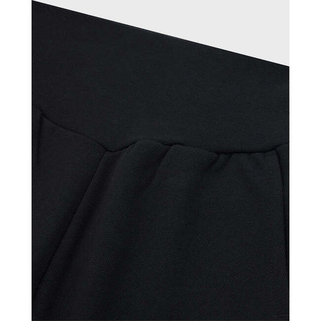 Cotton High Waisted Wide Leg Sweatpant, Black - Sweatpants - 2
