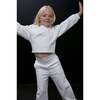 Cotton High Waisted Wide Leg Sweatpant, Off White - Sweatpants - 2