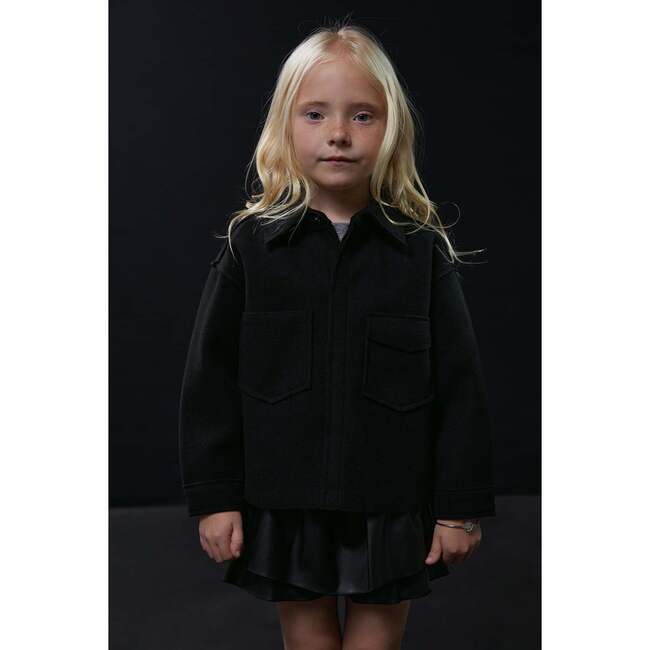 Boxy Shirt Jacket, Black - Jackets - 2