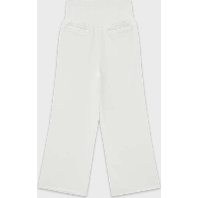 Cotton High Waisted Wide Leg Sweatpant, Off White - Sweatpants - 5