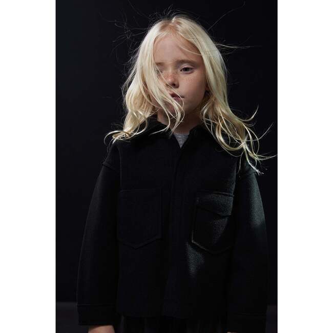 Boxy Shirt Jacket, Black - Jackets - 3