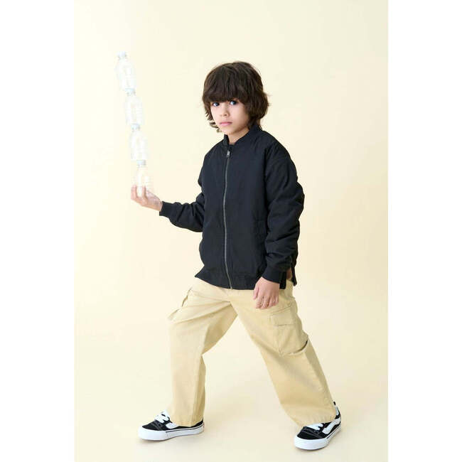 Bomber Jacket With Side Zips, Black - Jackets - 4