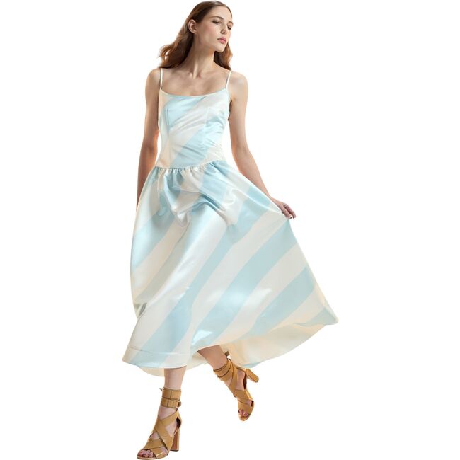 The Genevive Silk Dress, Blue White