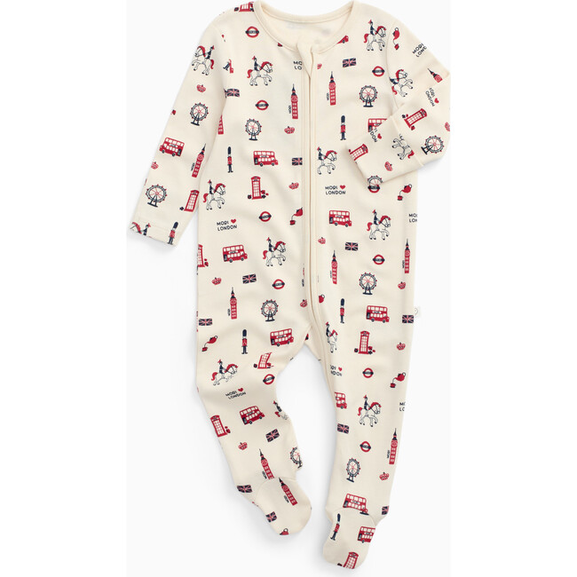 London Print Two Way Zip-Up Sleepsuit