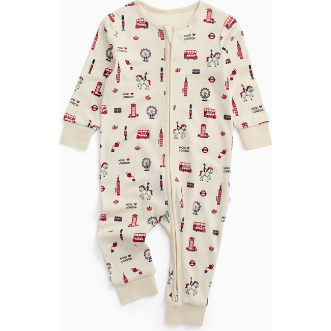 London Print Two Way Zip-Up Romper