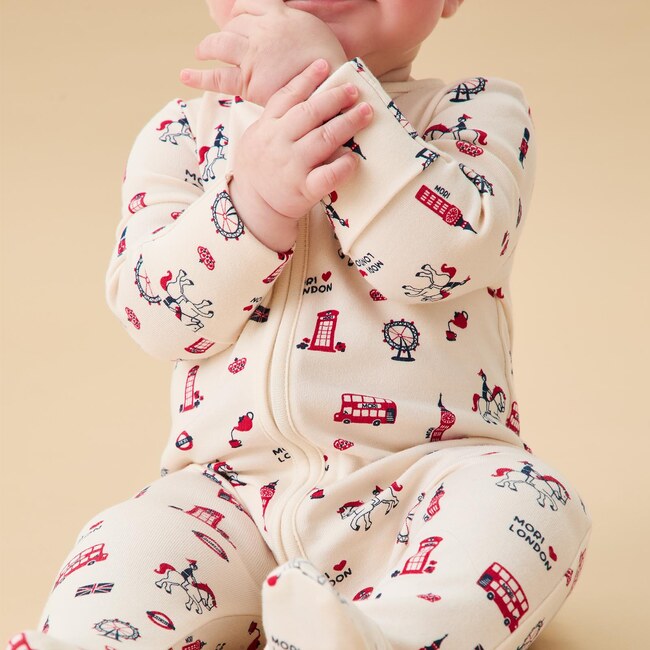 London Print Two Way Zip-Up Sleepsuit - Footie Pajamas - 3