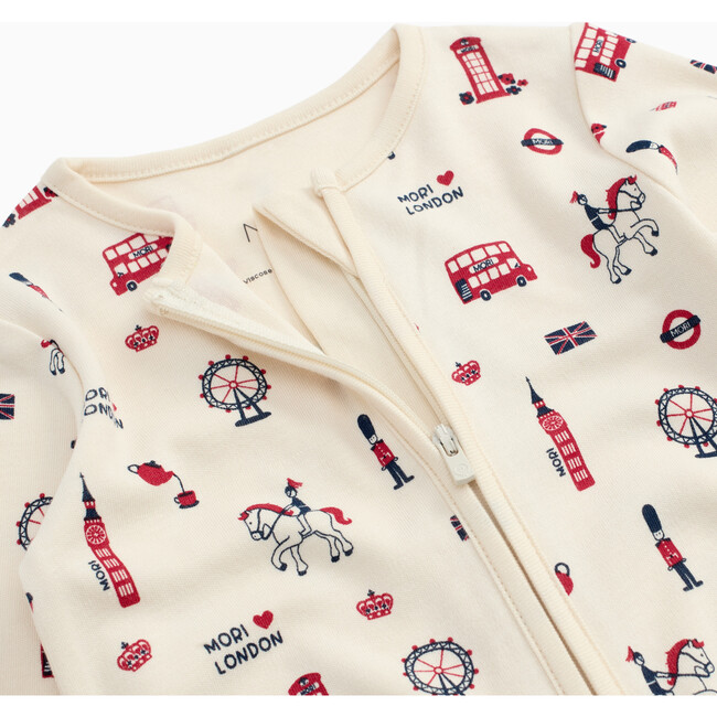 London Print Two Way Zip-Up Sleepsuit - Footie Pajamas - 4