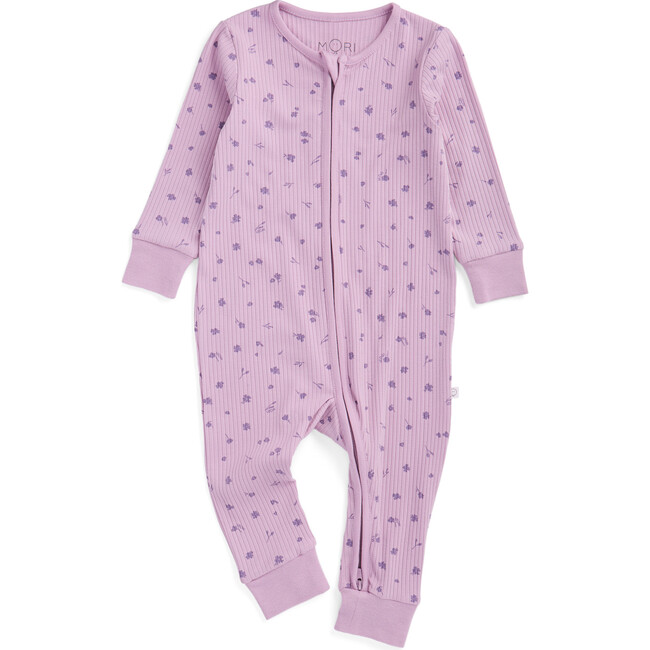 Floral Ribbed Footless Two Way Zip-Up Sleepsuit