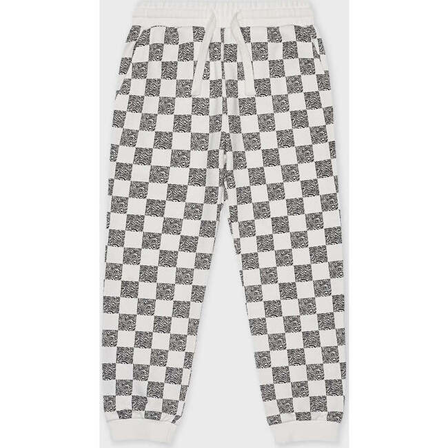 Relaxed Cotton Sweatpant, Off White with Black Animal Check
