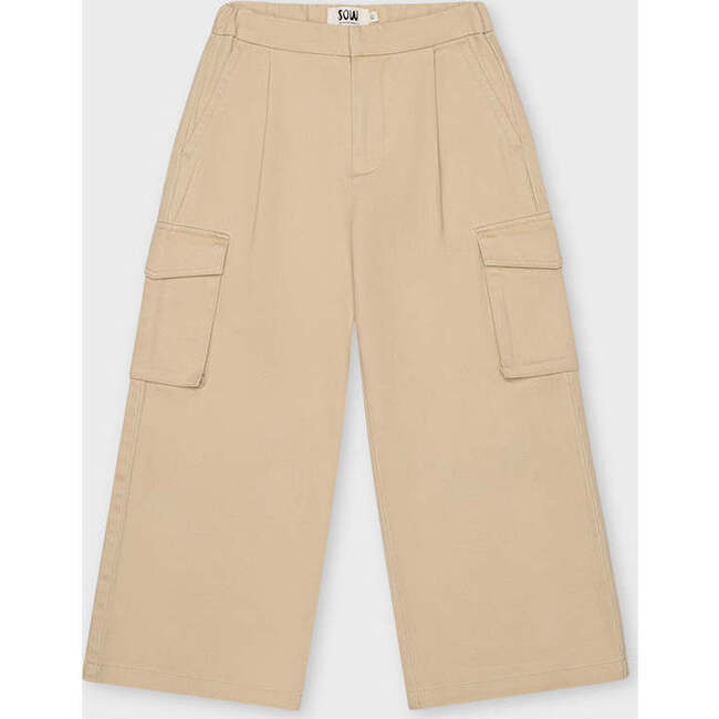 Organic Cotton Wide Leg Cargo Pant, Tan