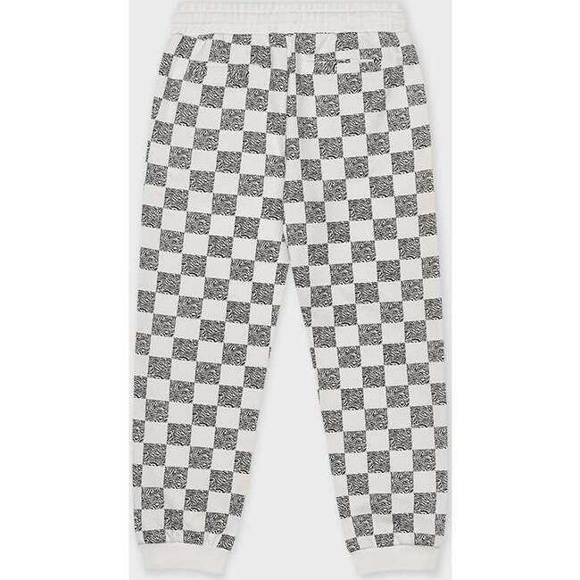 Relaxed Cotton Sweatpant, Off White with Black Animal Check - Sweatpants - 6