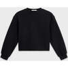 Cotton Mock Neck Cropped Sweatshirt, Black - Sweatshirts - 1 - thumbnail