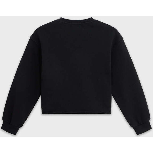 Cotton Mock Neck Cropped Sweatshirt, Black - Sweatshirts - 2