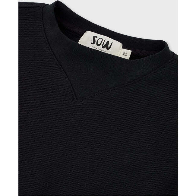 Cotton Mock Neck Cropped Sweatshirt, Black - Sweatshirts - 4