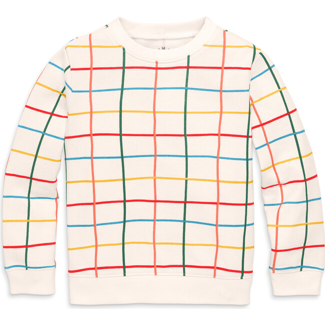 Kids Sweatshirt In Rainbow Grid, Oat/ Muti Grid