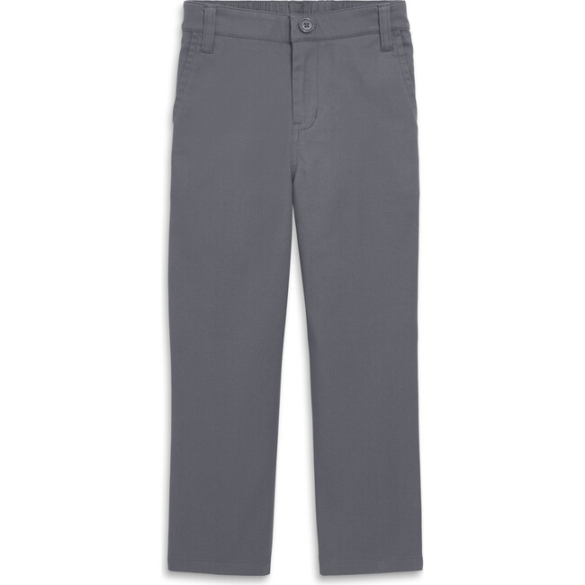 Kids Stretch Chino Elastic-Back Pant, Slate Gray