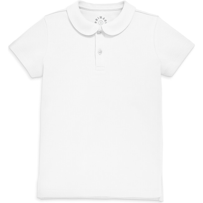 Kids Short Sleeve Peter Pan Polo, White