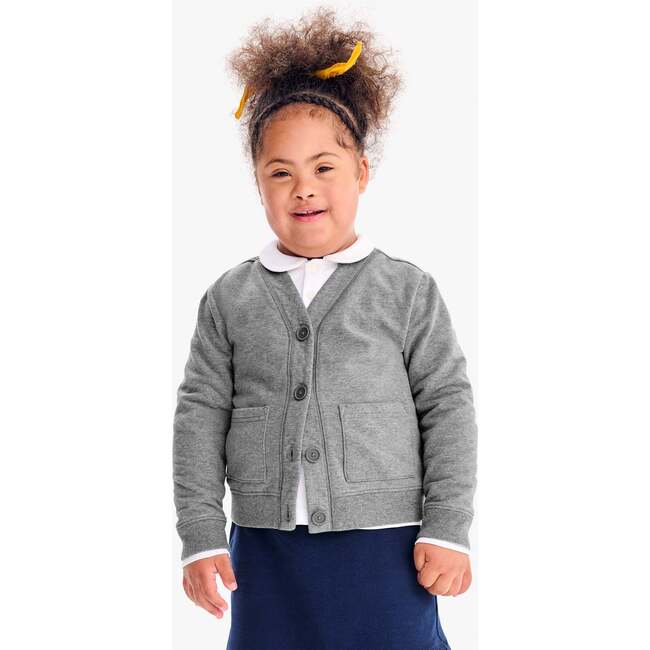 Kids Sweatshirt Cardigan, Heather Storm Gray - Sweatshirts - 2