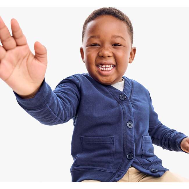 Kids Sweatshirt Cardigan, Navy - Sweatshirts - 3