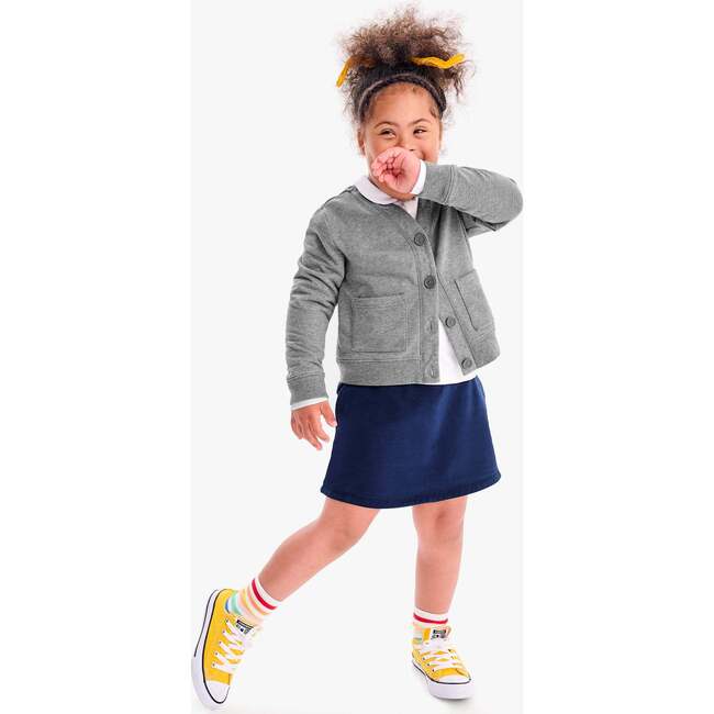 Kids Sweatshirt Cardigan, Heather Storm Gray - Sweatshirts - 3
