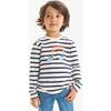 Kids Long Sleeve Rainbow Music Tee, Ivory/ Navy Stripe - T-Shirts - 2